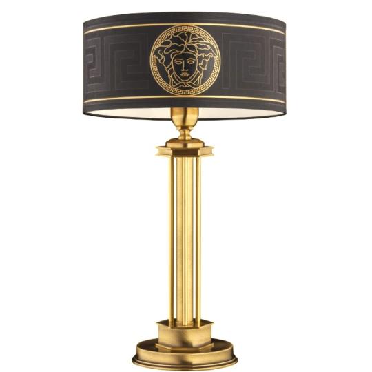 antik rez asztali lampa luxus textil ernyo klasszikus lampa nappali szalon villa kastely vilagitas.jpg